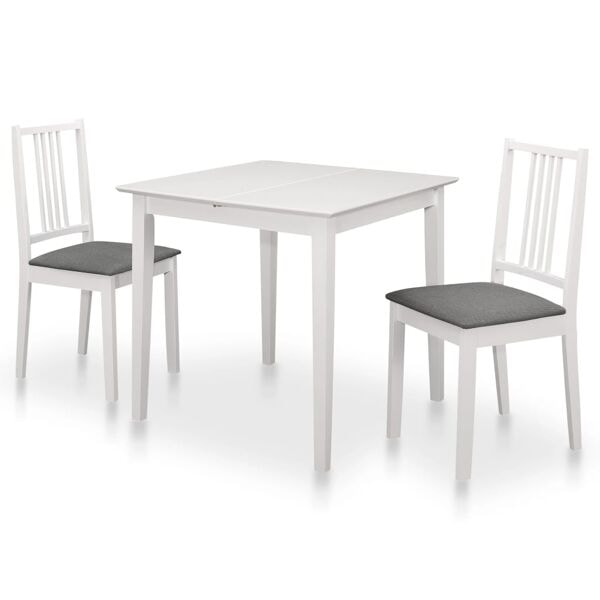 vidaXL Matgrupp 3 delar MDF vit Vit