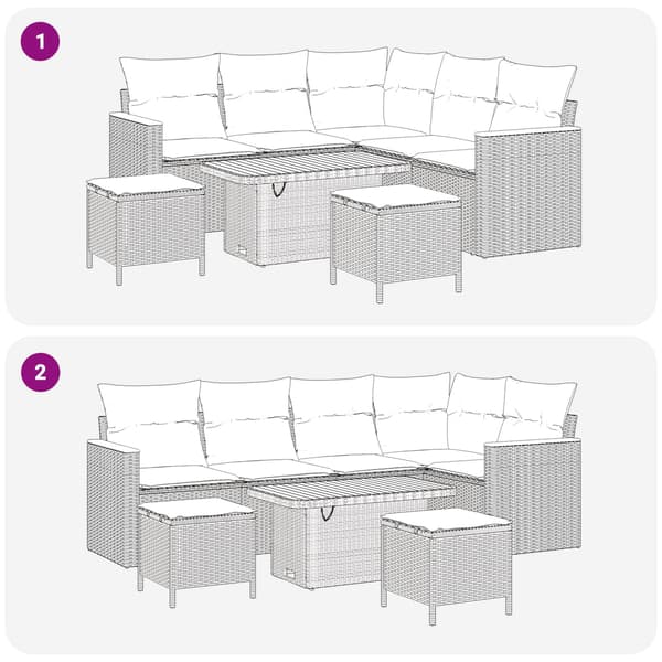 vidaXL Trädgårdsoffset 8 st Beige konstrotting Beige