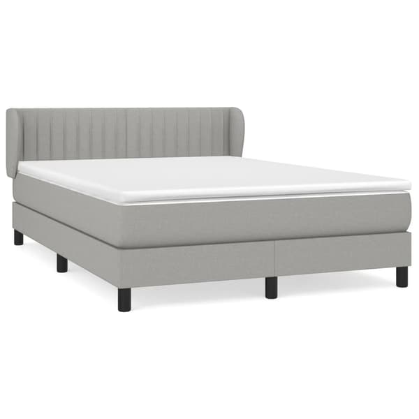 vidaXL Ramsäng med madrass ljusgrå 140x190 cm tyg Grå