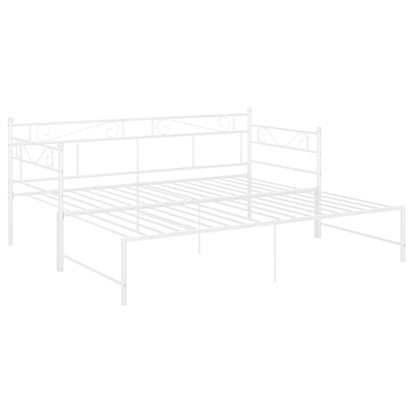 vidaXL Utdragbar sängram bäddsoffa vit metall 90x200 cm Vit