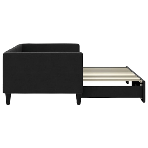 vidaXL Dagbädd utdragbar svart 90x200 cm tyg Svart