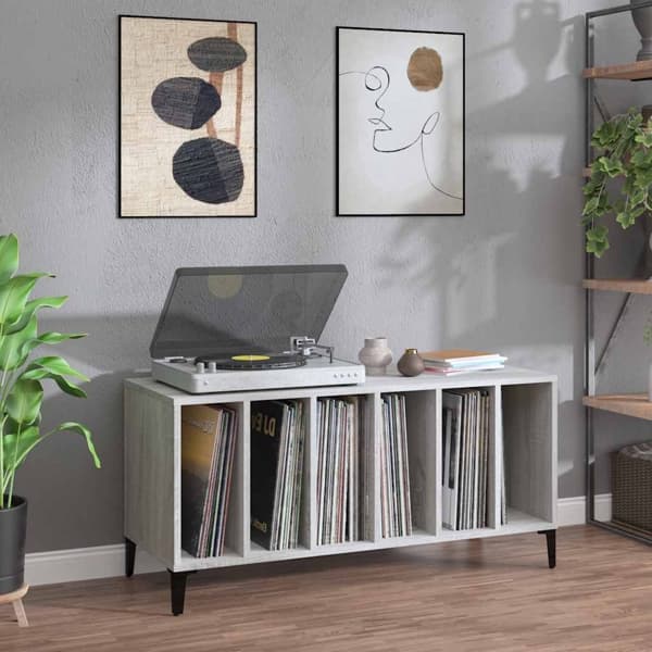 vidaXL Stereobänk grå sonoma 100x38x48 cm konstruerat trä Grå