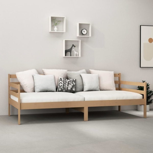 vidaXL Dagbädd med madrass 90x200 cm honungsbrun massiv furu Brun