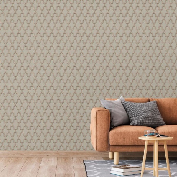 DUTCH WALLCOVERINGS Tapet Geometric guld och grön multifärg