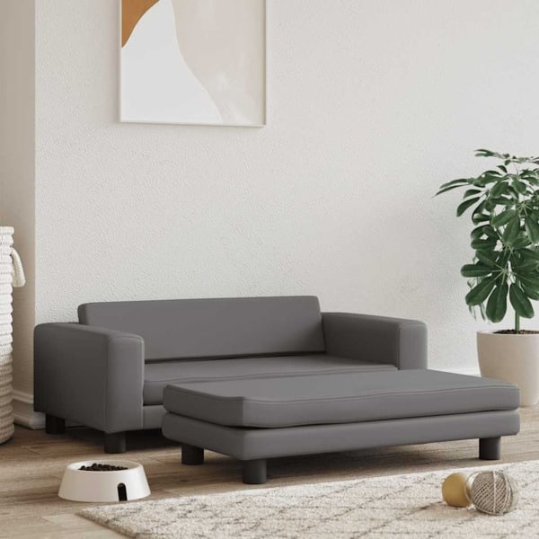 vidaXL Hundbädd med förlängning grå 100x50x30 cm konstläder Grå