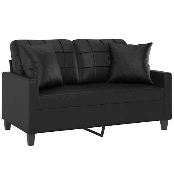 vidaXL 2-sits soffa med prydnadskuddar svart 120 cm konstläder Svart