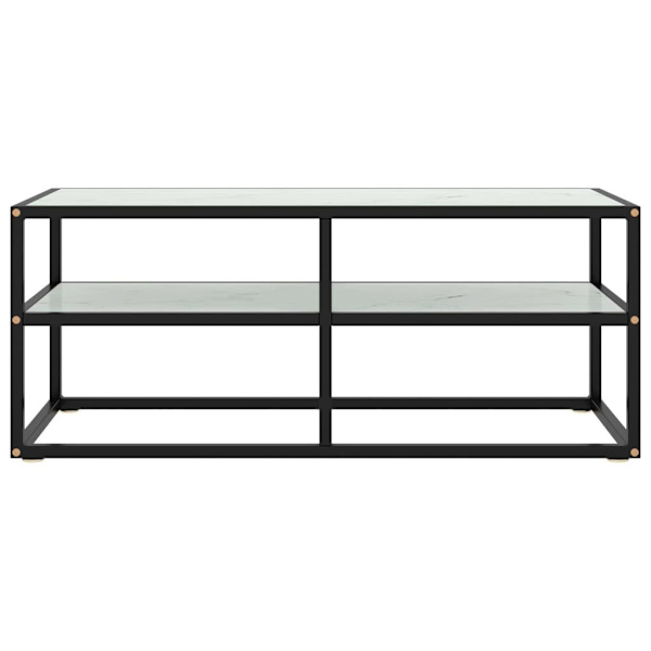 vidaXL Tv-bänk svart med vit marmor glas 100x40x40 cm Svart