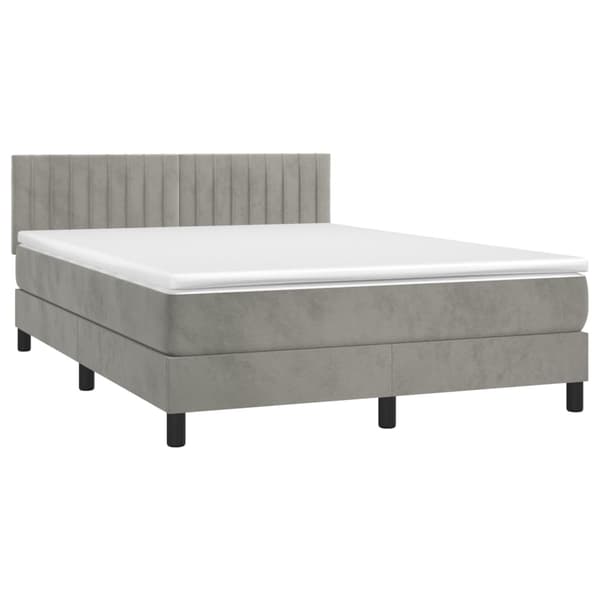 vidaXL Ramsäng med madrass ljusgrå 140x200 cm sammet Grå