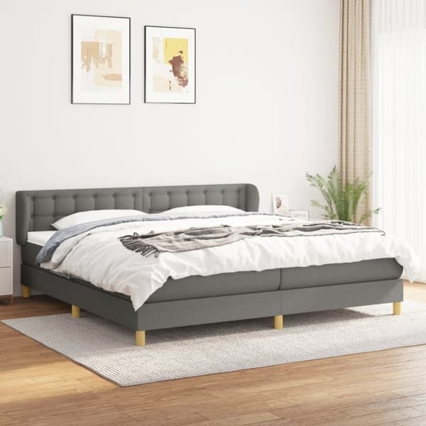 vidaXL Ramsäng med madrass mörkgrå 200x200 cm tyg Grå