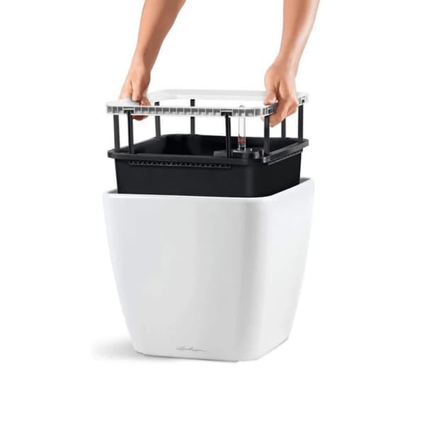 LECHUZA Blomkruka QUADRO LS  21 ALL-IN-ONE vit högglans Vit