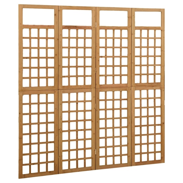 vidaXL Rumsavdelare/Spaljé 4 paneler massiv furu 161x180 cm Brun