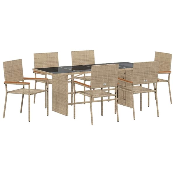 vidaXL Trädgårdsmöbelset 7 pcs Beige konstrotting Beige