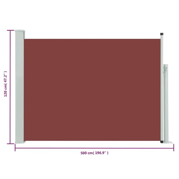 vidaXL Infällbar sidomarkis 120x500 cm brun Brun