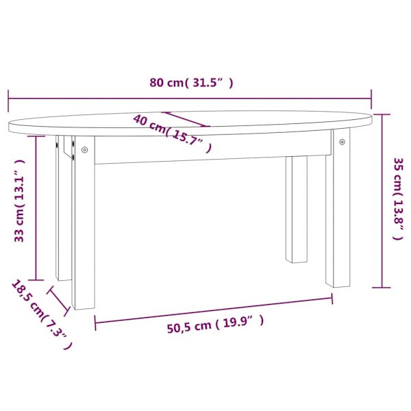 vidaXL Soffbord grå 80x40x35 cm massiv furu Grå