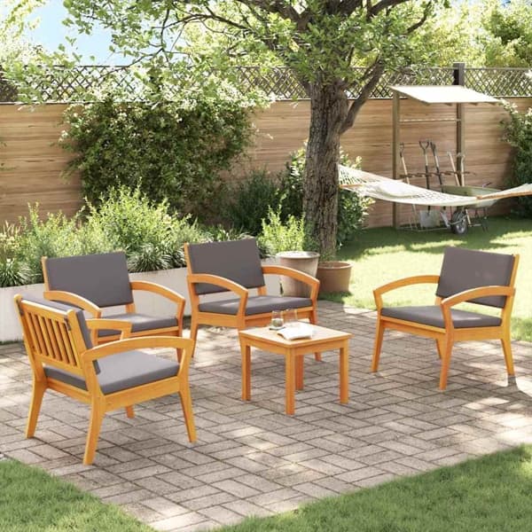 vidaXL Bistroset med kudde 5 pcs Brun Polyester Brun