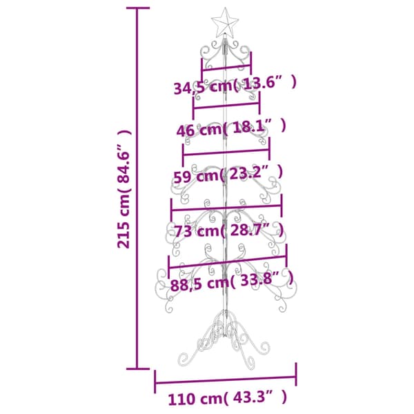 vidaXL Julgran i metall svart 215 cm art