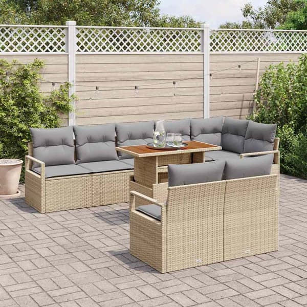 vidaXL Trädgårdsoffset 9 st 8-Antal sittplatser Beige och Grå Beige