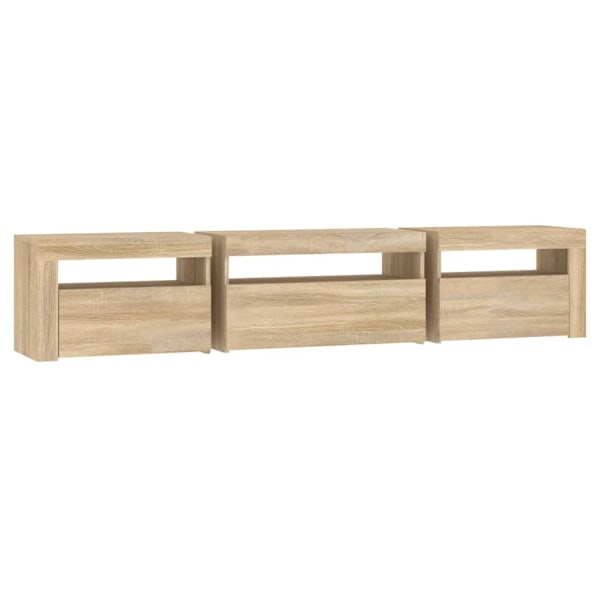 vidaXL Tv-bänk med LED-belysning sonoma ek 195x35x40 cm Brun
