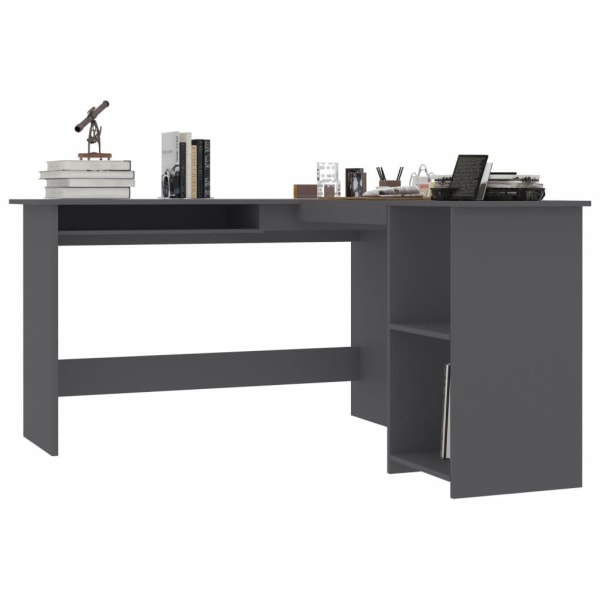 vidaXL Skrivbord L-format grå 120x140x75 cm konstruerat trä grå