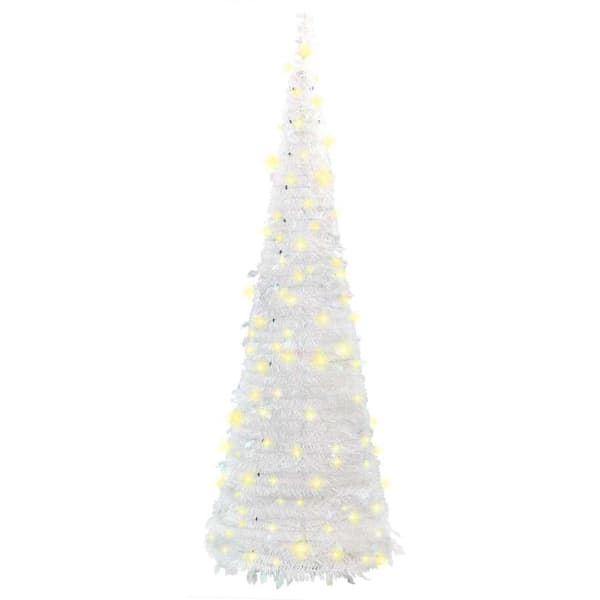vidaXL Plastgran pop-up 200 LED vit 210 cm Vit
