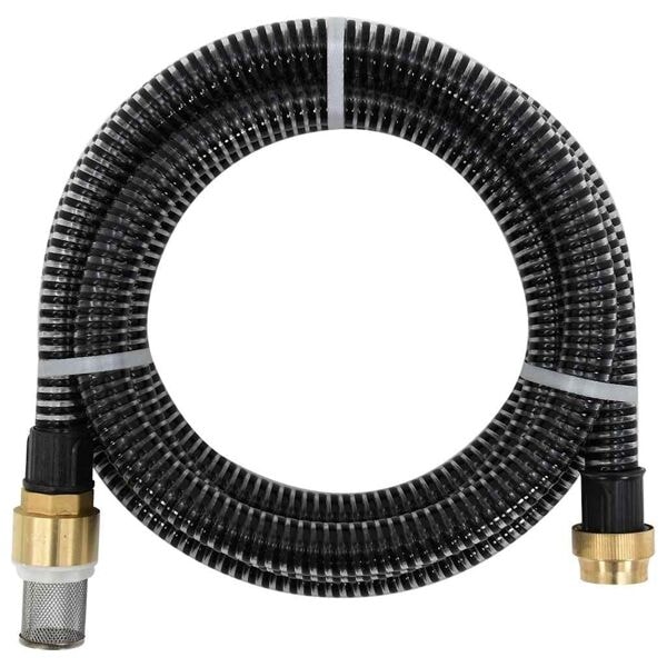 vidaXL Sugslang med kopplingar mässing svart 1,1" 5 m PVC Svart