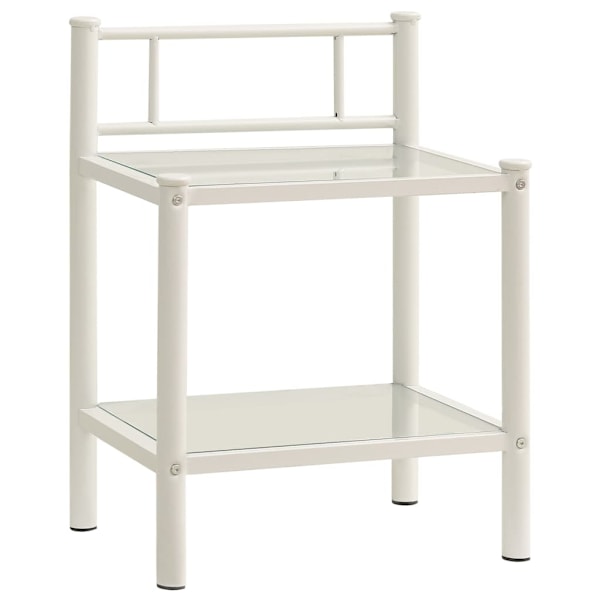 vidaXL Sängbord vit och transparent 45x34x60,5 cm metall och glas Vit