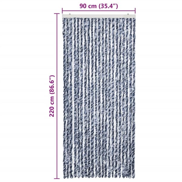 vidaXL Insektsdraperi blå, vit och silver 90x220 cm chenille multifärg