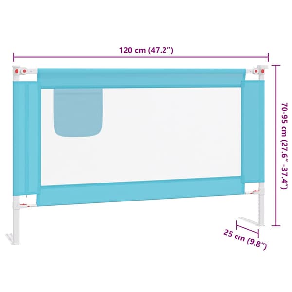 vidaXL Sängskena för barn blå 120x25 cm tyg Blå