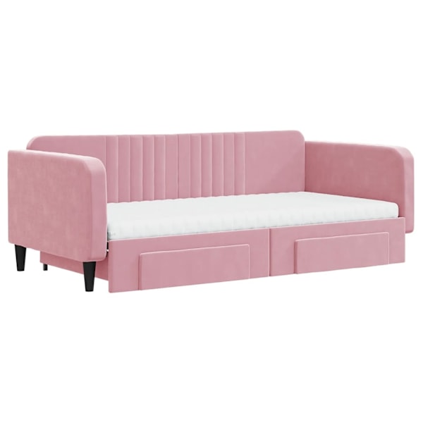 vidaXL Dagbädd utdragbar med lådor rosa 100x200 cm sammet Rosa
