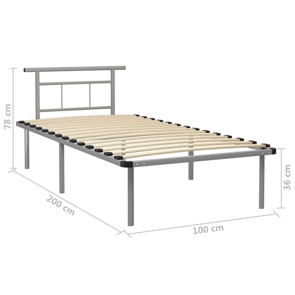 vidaXL Sängram grå metall 100x200 cm grå