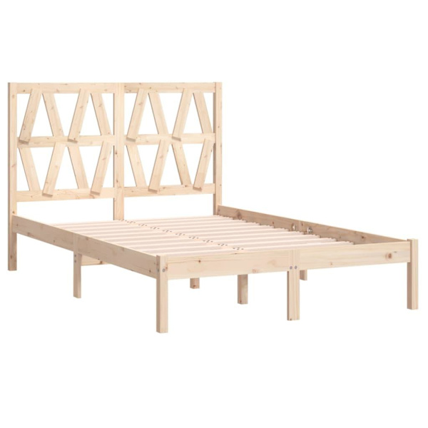 vidaXL Sängram massiv furu 135x190 cm Brun