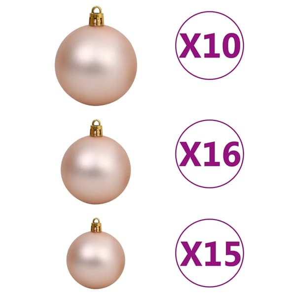 vidaXL Belyst plastgran med kulor och kottar 210 cm Grön