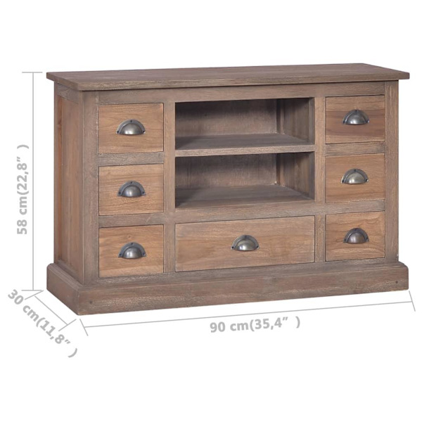 vidaXL Skänk 90x30x58 cm massiv teak Brun