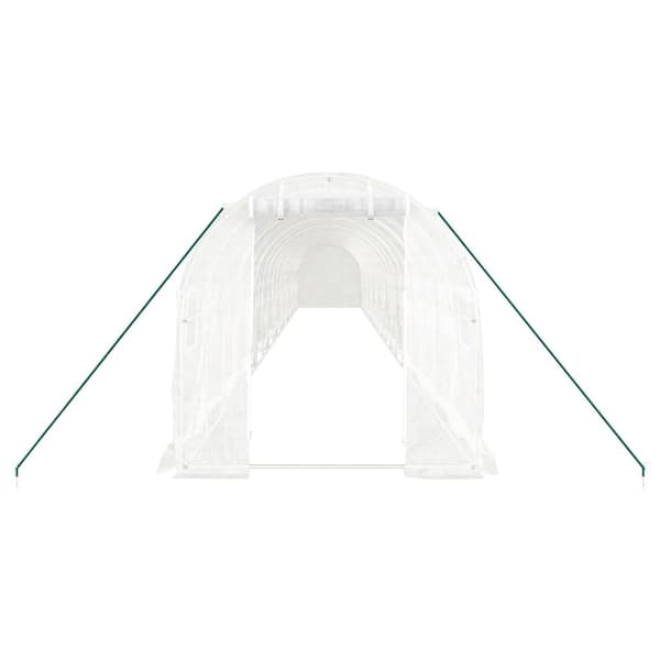 vidaXL Växthus med stålram vit 36 m² 18x2x2 m Vit
