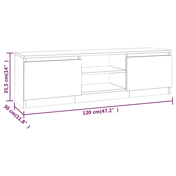 vidaXL Tv-bänk rökfärgad ek 120x30x35,5 cm konstruerat trä Brun