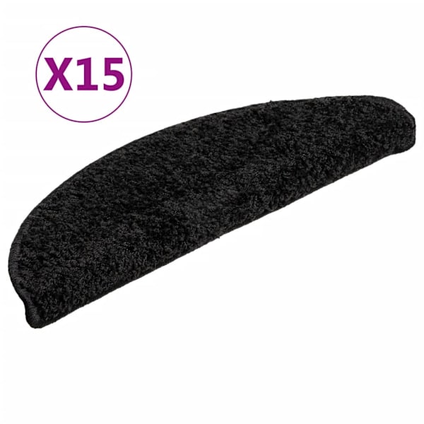 vidaXL Trappstegsmattor 15 st svart 56x17x3 cm Svart