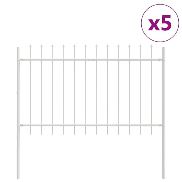 vidaXL Trädgårdsstängsel 5 pcs Vit 8,5 x 1 m Pulverlackerad stål Vit