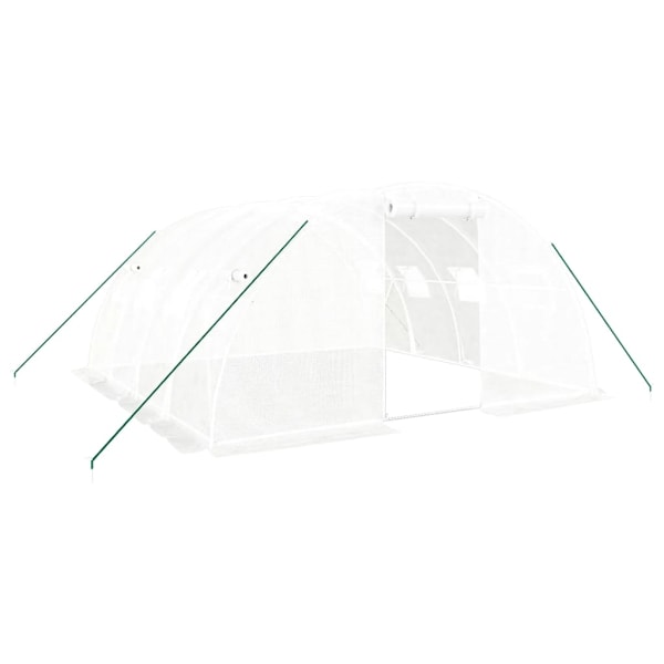 vidaXL Växthus med stålram vit 16 m² 4x4x2 m Vit