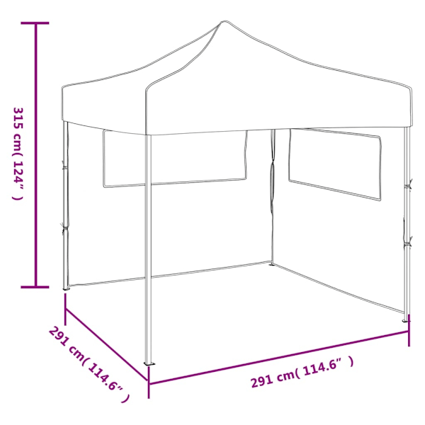 vidaXL Hopfällbart tält med 2 väggar 3x3 m gräddvit Creme