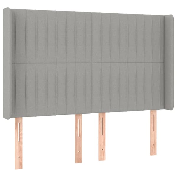 vidaXL Ramsäng med madrass & LED ljusgrå 140x190 cm tyg Grå