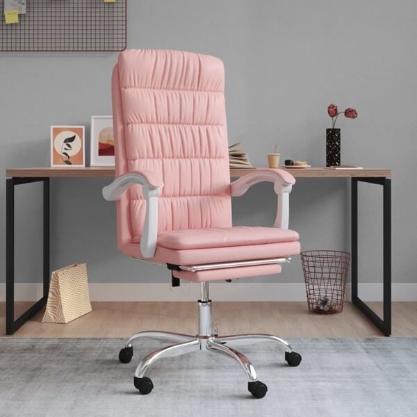 vidaXL Kontorsstol rosa konstläder Rosa