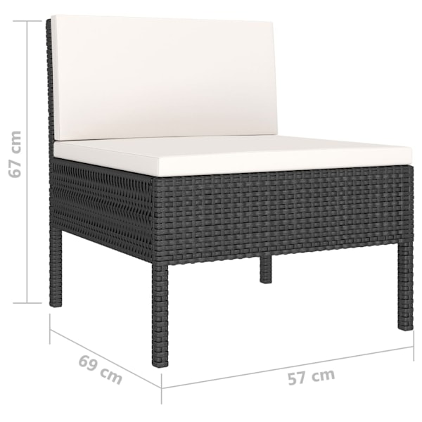 vidaXL Loungeset med dynor 6 delar svart konstrotting Svart