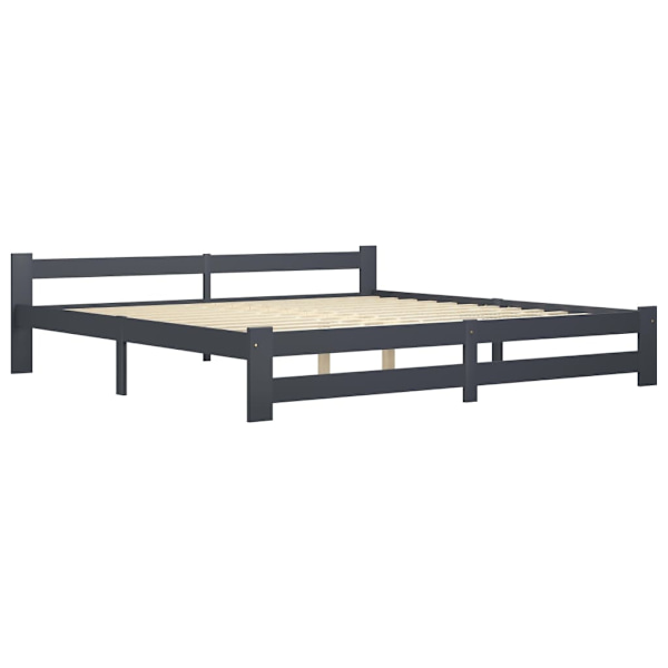 vidaXL Sängram mörkgrå massiv furu 200x200 cm grå