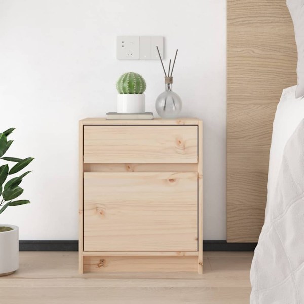 vidaXL Sängbord 40x31x50 cm massiv furu Brun