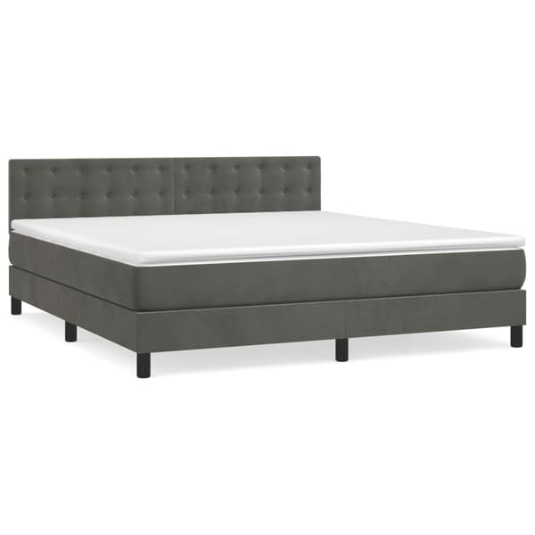 vidaXL Ramsäng med madrass mörkgrå 180x200 cm sammet Grå