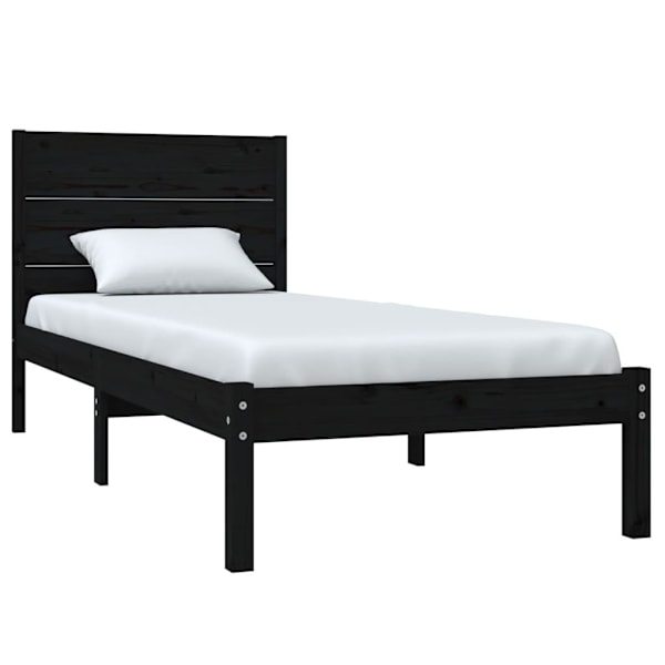 vidaXL Sängram svart massivt trä 90x190 cm Svart