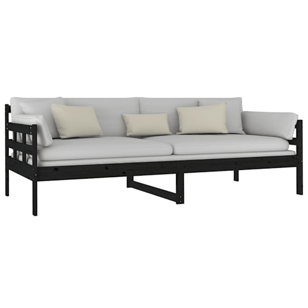 vidaXL Dagbädd svart 90x200 cm massiv furu Svart