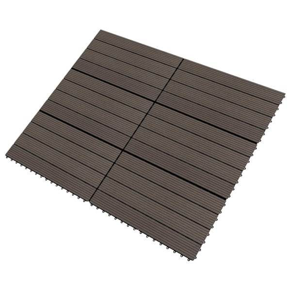 vidaXL Markplattor 6 st WPC 60x30 cm 1,08 m² mörkbrun Brun