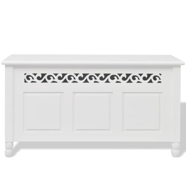 vidaXL Förvaringsbänk barockstil MDF vit Vit