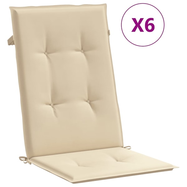 vidaXL Stolsdynor 6 st beige 120x50x3 cm tyg Beige